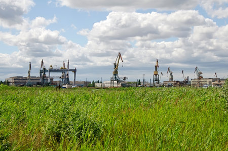 KERCH, CRIMEA, RUSSIA - JUNE 28: Buildings and structures shipbuilding plant "ZALIV" in Kerch on June 28, 2015 in Kerch, Crimea, Russiaのeditorial素材