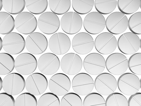 A lot of medical tablets in 3D, isolated on a white backgroundの写真素材
