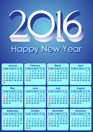 Template american calendar 2016 in vector. Happy New year!のイラスト素材