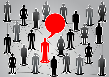 Men and women united in the network in vector. One person stands out from the crowdのイラスト素材