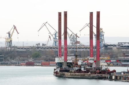 Top view of shipyard Zaliv in Kerch, Crimea