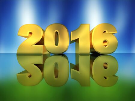 New Year inscription 2016 in 3D reflected on the ice