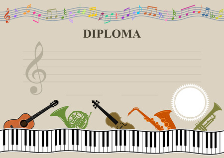Musical template - Horizontal musical diploma in vectorのイラスト素材