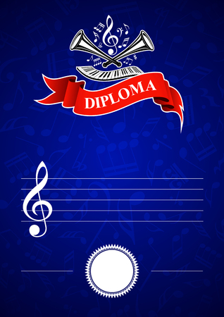 Musical template - Vertical musical diploma in vectorのイラスト素材