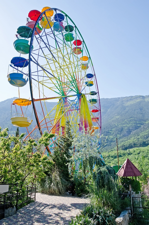 Landmark in Yalta - Ferris wheel in Yalta zoo, Crimeaの写真素材