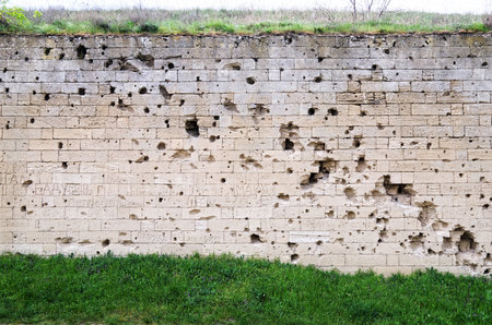Architectural landmark - Wall at the entrance to the fortress Kerchのeditorial素材