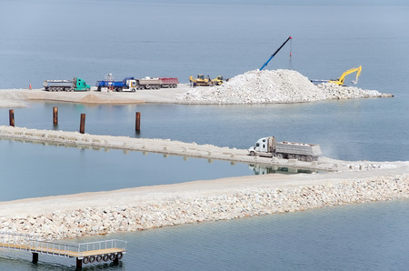 General view of the construction of the bridge Kerch, Crimeaの写真素材