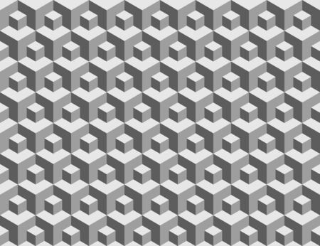 Abstract geometric seamless background - grayscale cubes in vectorのイラスト素材