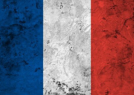 Flag of the France against the background of the stone textureの写真素材