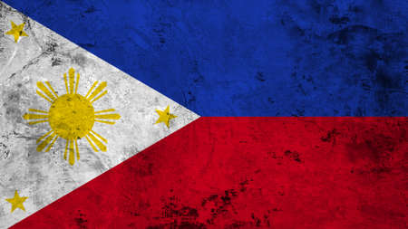 Flag of the Philippines against the background of the stone textureの写真素材