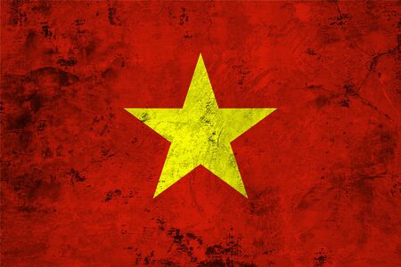 Flag of the Vietnam against the background of the stone textureの写真素材