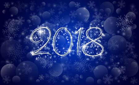 Template holiday card in vector - inscription 2018 on a blue backgroundのイラスト素材