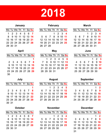 Template - European calendar grid 2018 in vectorのイラスト素材