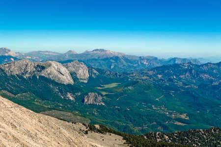 Mountainous valley beautiful view with clear and blue skyの写真素材