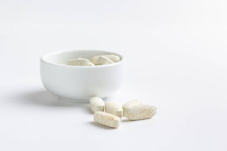 pills isolated on white backgroundの写真素材
