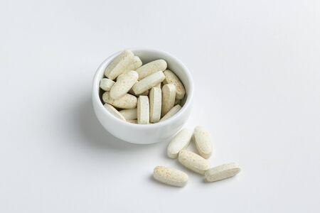 pills isolated on white backgroundの写真素材