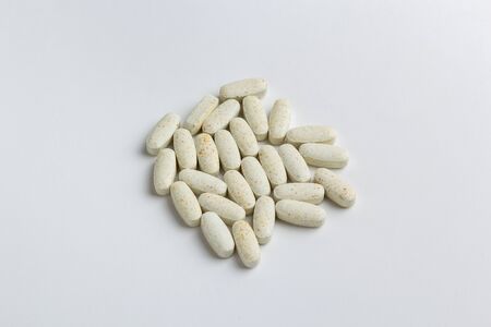 pills isolated on white backgroundの写真素材
