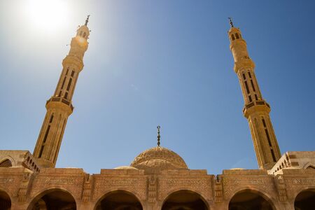 Al-Mustafa Mosque in Sharm El Sheikh. Minaret against the skyの写真素材