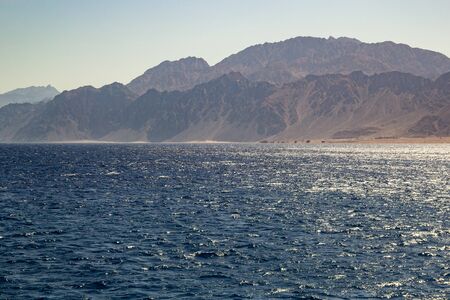 Egyptian mountains view from the red seaの写真素材