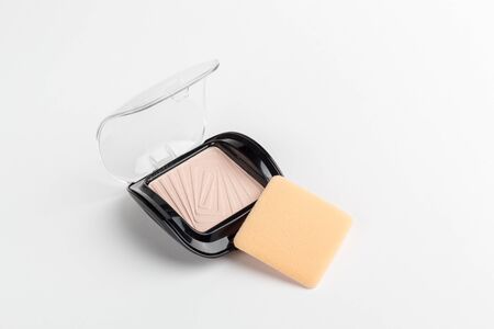 makeup powder isolated on white backgroundの写真素材