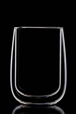 transparent glass with double glass on a black backgroundの写真素材