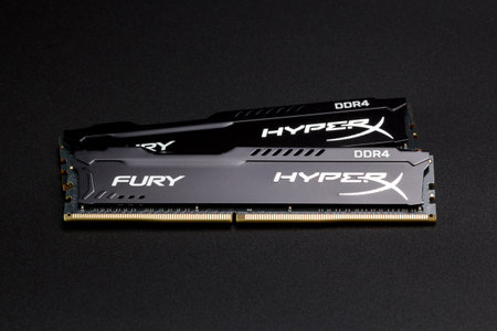 Kamyanets-Podilskyi, Ukraine - May 22, 2020: Random access memory (RAM) HyperX Fury DDR4.のeditorial素材