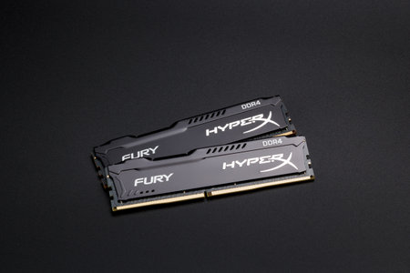 Kamyanets-Podilskyi, Ukraine - May 22, 2020: Random access memory (RAM) HyperX Fury DDR4.のeditorial素材