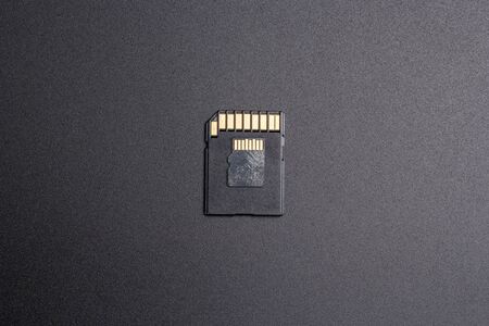 SDXC and micro SDXC memory cards on black backgroundの写真素材