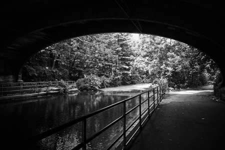 Black and White landscape, background Under the bridgeの写真素材