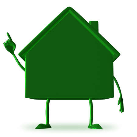 Green cottage with hands and feet isolatedの写真素材