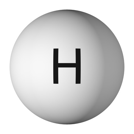Hydrogen atom isolated on whiteの写真素材