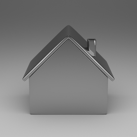 A simple metallic cottage on gray backgroundの写真素材