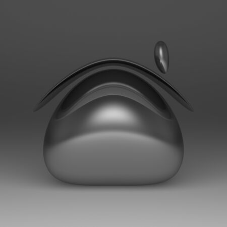 A simple metallic roundish cottage on gray backgroundの写真素材