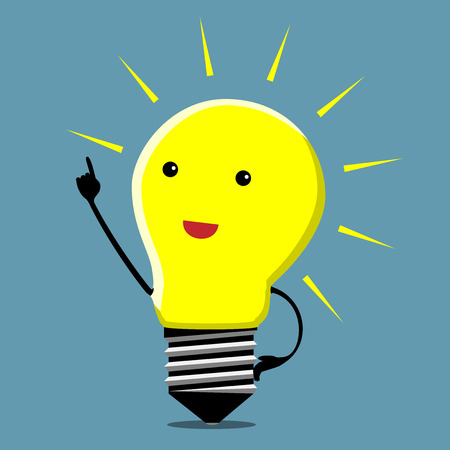 Light bulb character in moment of insight のイラスト素材