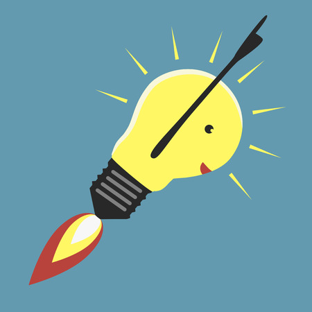 Jet-propelled light bulb in moment of insight のイラスト素材