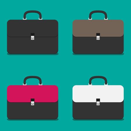 Set of briefcases of various colors.のイラスト素材