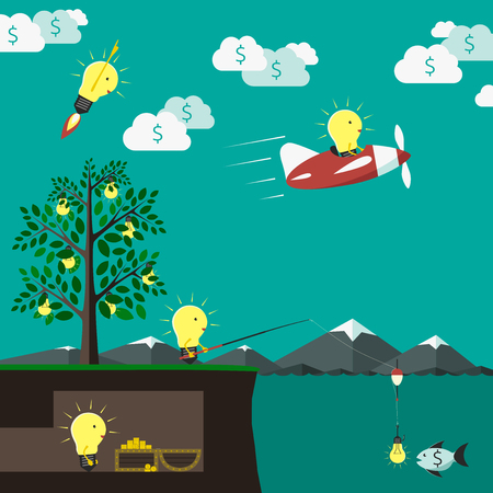 World of ideas. Idea creativity money progress investment innovation and success concept. EPS 10 vector illustration no transparencyのイラスト素材