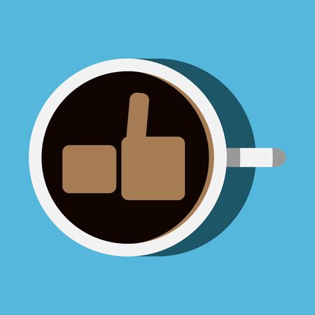 Cup of coffee with thumb up symbol on its surface top view. EPS 10 vector illustration no transparencyのイラスト素材