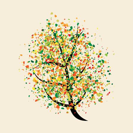 Colorful buoyant tree with many small multicolor leaves. のイラスト素材