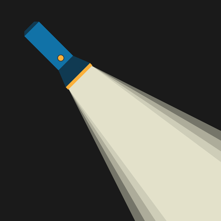 Bright beam of flashlight or pocket torch in darkness. のイラスト素材