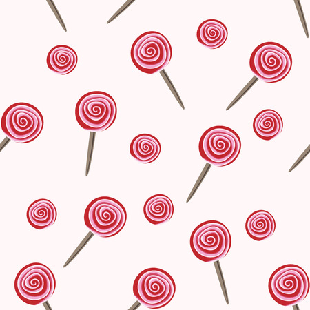 Seamless pattern of red spiral lollipops. EPS 8 vector illustration, no transparencyのイラスト素材