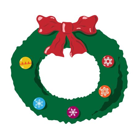 Christmas wreath with bow and festive balls. EPS 8 vector illustration, no transparencyのイラスト素材