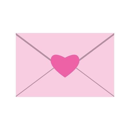 Light pink closed envelope with heart seal. Love, Valentine\'s day, romance concept.  vector illustration, no transparencyのイラスト素材