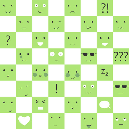 Faces and symbols seamless pattern. Set of icons.   vector illustration, no transparencyのイラスト素材