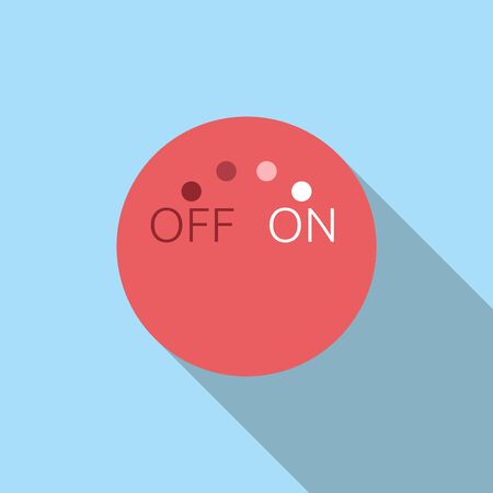 Abstract red rotating switch. Off and on, turning on, new beginning, start concept. Flat style icon with long shadow. EPS 8 vector illustration, no transparencyのイラスト素材