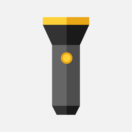 Black and gray flashlight isolated. Electrical compact pocket torch. Flat style. EPS 8 vector illustration, no transparencyのイラスト素材