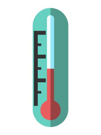 Thermometer with red liquid isolated on white. Flat style. Temperature, climate, weather, forecast, chemistry, experiment concept.のイラスト素材