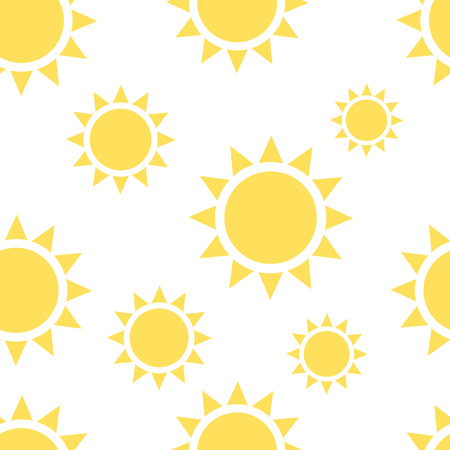 Beautiful yellow suns seamless pattern on white background. Textile, package, wrapping texture. Repeatable tiles. EPS 8 vector illustration, no transparencyのイラスト素材