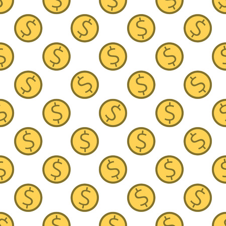 Golden dollar coins seamless pattern. Wealth, business, money, cash, success, savings, earnings and income concept.のイラスト素材