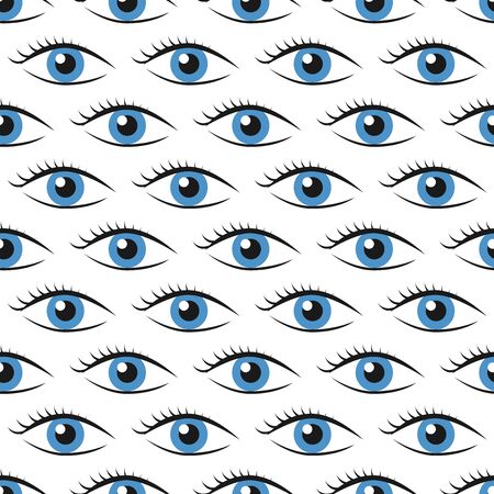 Eyes with eyelashes seamless pattern isolated on white. Health, eyesight, search, vision concept. Wallpaper, textile, wrapping use.のイラスト素材